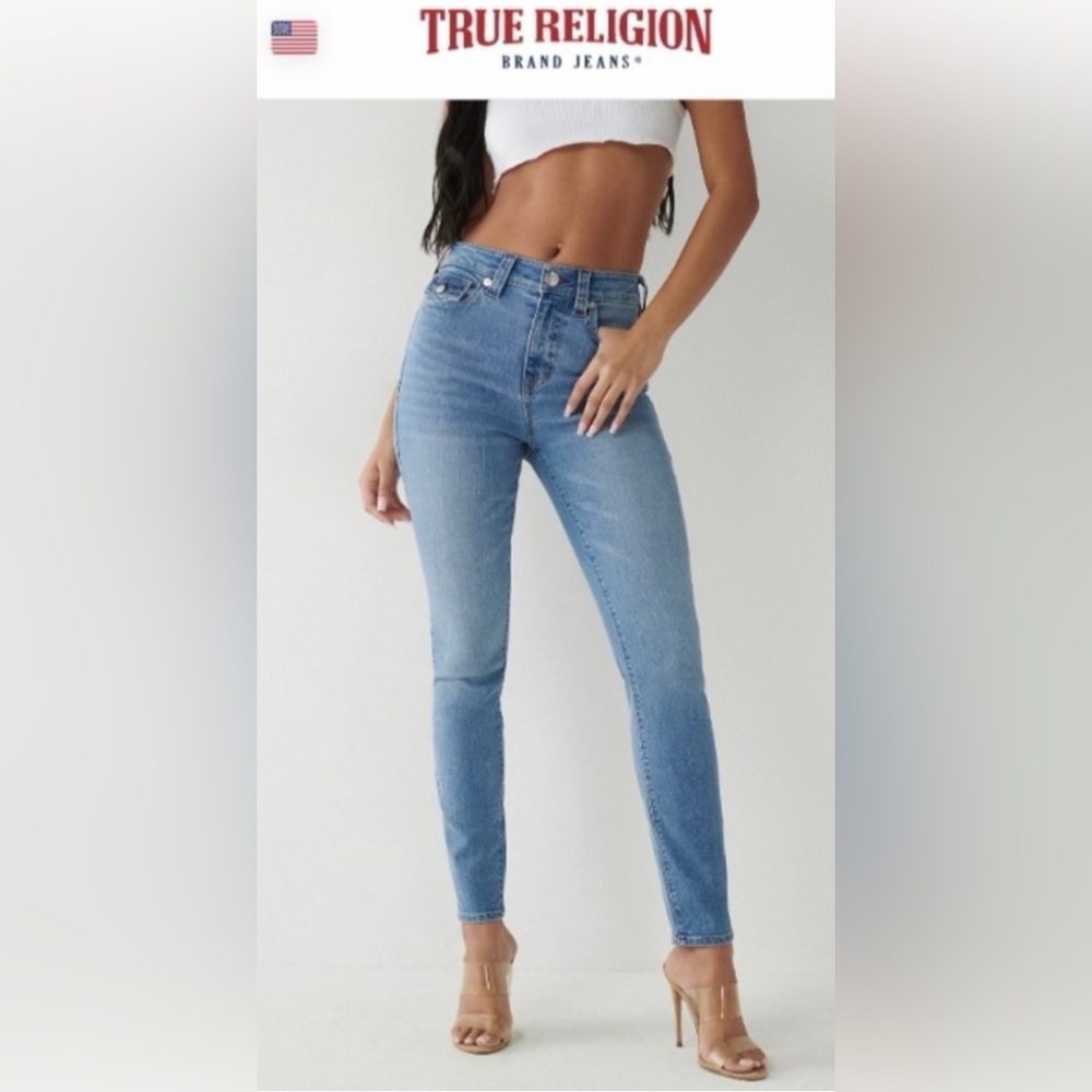 NEW True Religion Jeans Halle High Rise Super Skinny Medium Wash Size 30 / 10